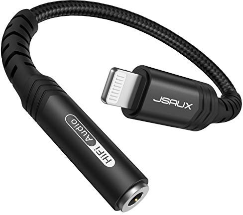 JSAUX iPhone Headphone Jack Adapter,【Apple MFi Certified】 Lightning to 3.5mm Female AUX Dongle TRRS Earphone Audio Mic Cable Compatible with iPhone 14 Plus Pro Max 13 12 11 XR XS X 8 7 -Black