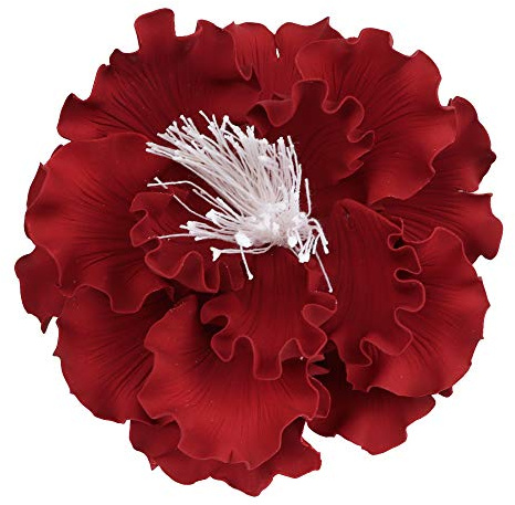 O'Creme Deep Red Peony Gumpaste Flower, 6 inch - for Cake Decorating - Sugar Paste Decorations for Cakes, Cupcake Toppers - Birthday, Wedding, Valentines, Baby Shower - Set of 3