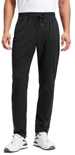 CRZ YOGA 4-Vägs Stretch Atletiska Byxor För Män 30 Träning Lounge Casual Arbete Jogger Byxor Med Dragkedja Ficka Svart M