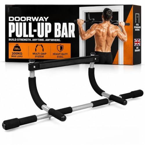 KF PREMIUM Adjustable Doorway Pull-Up Bar – Sturdy Home Gym Exercise Equipment for Upper Body Workouts | Multi-Functional Fitness for Chin-Ups, Push-Ups, Dips| Easy to Install, Unisex
