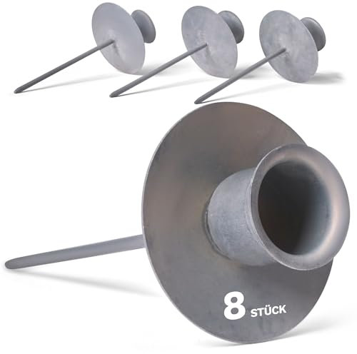 Novaliv 8X Stabkerzenhalter Adventskranz GRAU mit Teller Kerzenteller zum Stecken rund Kerzenständer Kerzenpin Adventskranzkerzenhalter Kerzenpick Kerzenhalter für Kränze Kerzentülle Metall Tischdeko