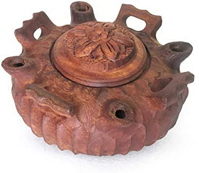 Italian Food Direct Coppa 4 Becchi Legno di Mogano Diametro 18 cm completa di ricetta per preparare il caffè alla valdostana