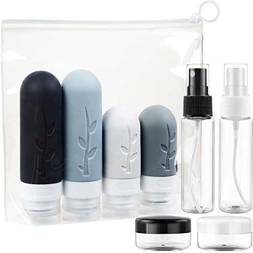 Romon 8 StüCk Silikon Reiseflaschen Set, 90ml 60ml Reiseflaschen Zum Befüllen, Nachfüllbar Auslaufsicher Reiseset Kosmetik Leer füR Shampoo Creme SpüLung