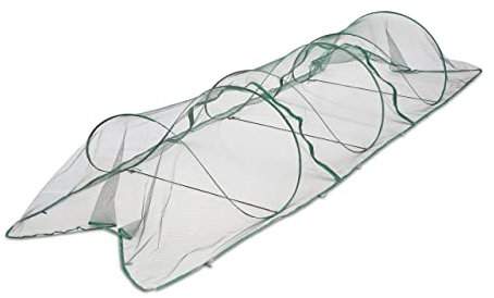Relaxdays Pflanztunnel, 3,5 m, Pop Up Netztunnel, Gemüse & Erdbeeren, Schädlingsnetz, Gartentunnel faltbar, dunkelgrün