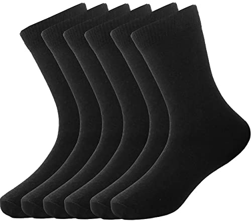 Bonjour - 6 Pairs Non Elastic Soft Loose Wide Top Cotton Socks for Women (Black)