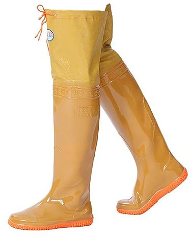 Hip Waders Yellow PVC Hip Wading Boots -60cm, Adult Hiking and Fishing, Outdoor Exploration, Rice Planting, Hip Waders (Color : Yellow, Size : 5)
