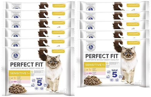 Katze Portionsbeutel Multipack Sensitive 1+ mit Huhn und mit Lachs 11 x 4 x 85g