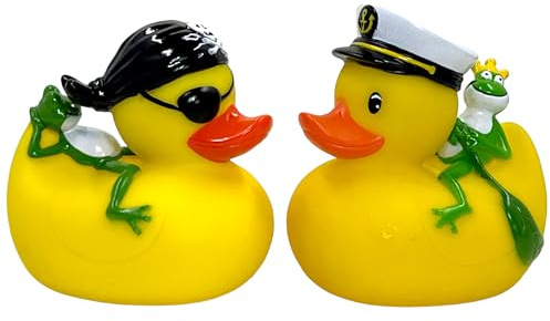 MIK funshopping Badeente Quietscheente Badewannenspielzeug (2-teiliges Set Enten Pirat & Kapitän)