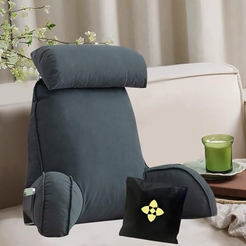 CCTSA Extra großes Lesekissen mit Armlehnen/Nacken, Rückenkissen Bett mit Armlehnen und Abnehmbarem Nacken, Lendenkissen Bett, Bettruhekissen zum Spielen, Lesen, Fernsehen 75cm×40cm×58cm