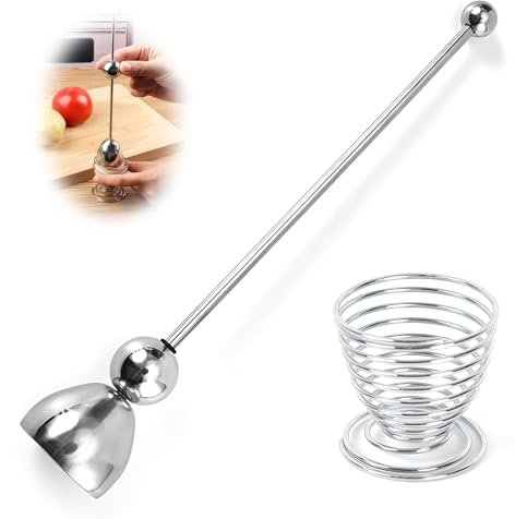 AUSYIWI Abridor Separador de Cáscara de Huevo, Huevos de Acero Inoxidable con Tazas, Cortador de Ccáscara para Hervidos, Duro, Crudo o Blando