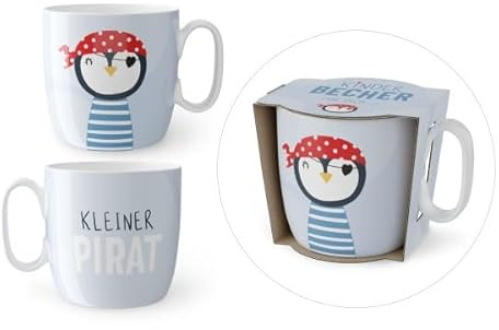 Kindertasse Kinderbecher Tasse Becher Porzellan 150ml (Kleiner Pirat - Pinguin)