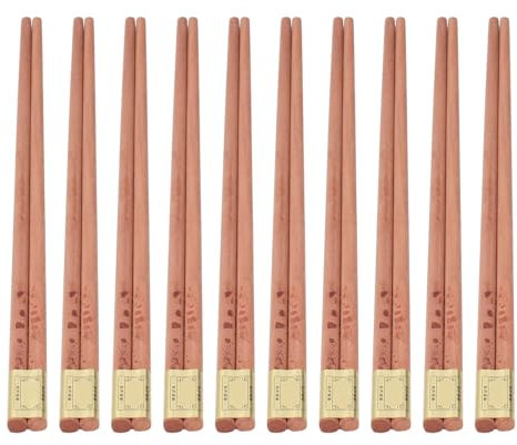 Wiederverwendbare Essstäbchen, 10 Paar Waschbar Runde Essstäbchen aus Holz Anti-Rutsch Essstäbchen aus Holz Essstäbchen aus Holz Einfach zu Säubern Lange Essstäbchen für