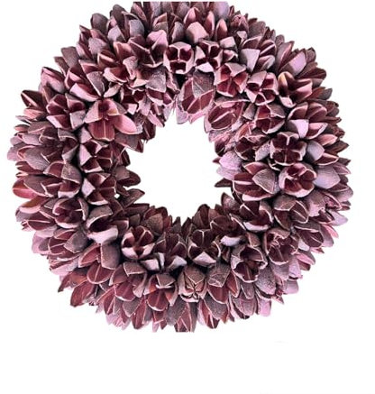 Kranz Naturkranz Dekokranz Türkranz Deko aus Bakuli Früchten Dunkles Rosa 20 cm