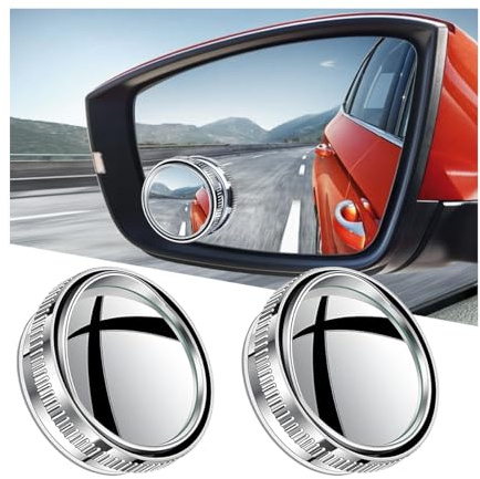 Adunsiaoto 2 Piezas Espejos De Punto Ciego Àngulos Muertos, Espejo De Punto Ciego Del Coche De Gran Angular Ajustable Espejo Auxiliar Retrovisor, Espejo Retrovisor Exterior Coche Todo Tipo(Plata)