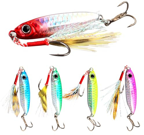 Señuelos de Pesca Que Se Hunden, WASAGA 5 Piezas 7g/10g/15g/20g/25g/30g Plantillas de Cebos de Pescado Giratorios Duros de Metal para Perca de Trucha Lucio de Lubina de Salmón (25g)