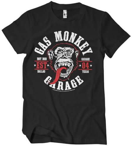 Gas Monkey Garage Offizielles Lizenzprodukt Round Seal Herren-T-Shirt (Schwarz), XXXX-Large