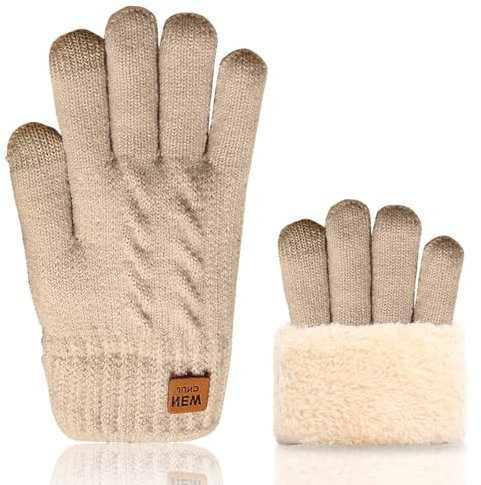 VUCDXOP Handschuhe Touchscreen, Damen Winterhandschuhe Touchscreen Handschuhe Herren Strick Fingerhandschuhe Warme Thermo Fleece Strickhandschuhe für Outdoor Sport Laufen Radfahren Freizeit ski