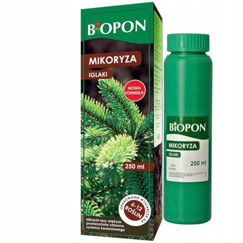 Biopon Mykorrhiza Pilze Pulver für Koniferen Thuja Nadelbäume Tannen Wurzelaktivator 250ml für 6-12 Pflanzen 6 Monaten