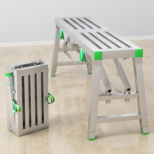 YXCMD Verstellbare Arbeitsplattform mit 400 kg Tragkraft, klappbare Arbeitstrittleiter aus Stahl, robuste tragbare Trockenbau-Gerüstausrüstung(120cm/3.9ft)