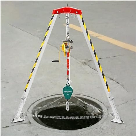 Notfall-Rettungsstativ und Winde, 1200 lbs, 1800 lbs, 2600 lbs, Hochleistungs-Stativ für beengte Räume für Abwasserrohrleitungen, tragbares, dehnbares Feuerwehr-Rettungsstativ (Größe: 1200 lbs/540 kg)