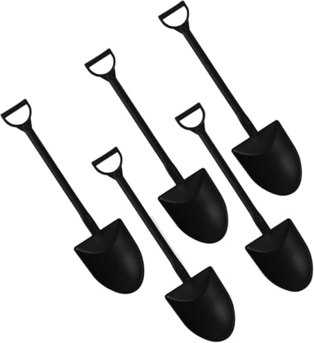 100PCS Mini Shovel Shape Spoons, Plastic Mini Ice Cream Dessert Spoon Shovels Pudding Yogurt Spoons Cute Disposable Plastic Dessert Spoons,for Family or Party,4.7 Inch. (Black)