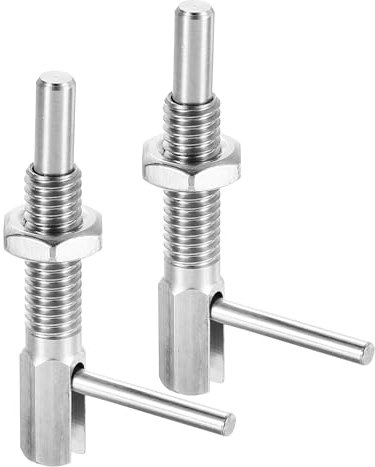 sourcing map 2Pcs Retractable Indexing Plunger Pin, M6 L Spring Plunger Stainless Steel Spring Loaded Latch Telescopic Locking Pin with Nut for Machinery Shipbuilding
