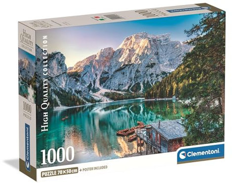 Clementoni - Puzzle 1000 Pezzi per Adulti e Ragazzi, Collection, Tema Lago di Braies, Poster Incluso, Compact Box, Idea Regalo Made in Italy, 70x50 cm, 39934