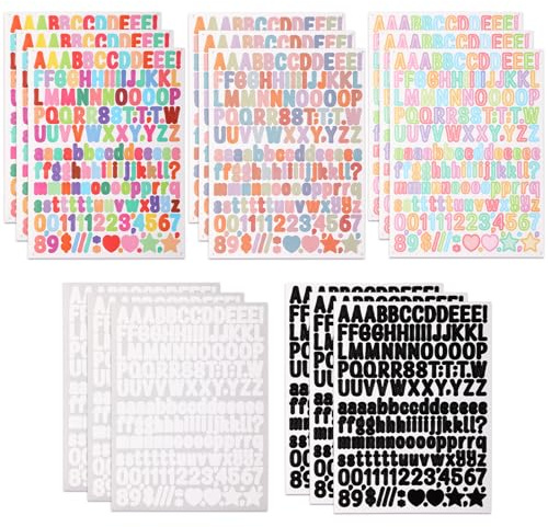 WD&CD 0.5 Inch 15 Sheets Self Adhesive Vinyl Letter Number Symbol Stickers | Alphabet for Kids Mailbox Suitcase Guitar Water Bottle Laptop Guitar Phone Case Scrapbooking, Artistic letters Multi