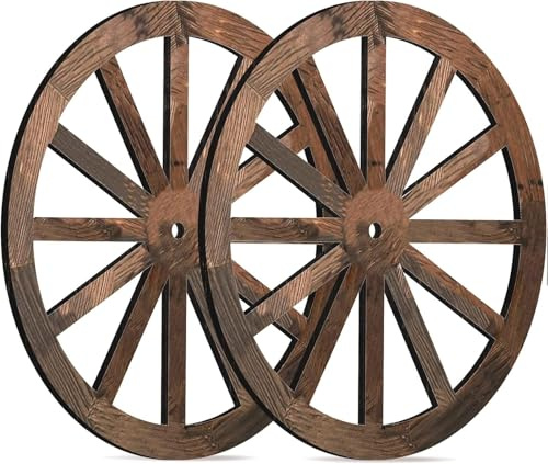 Ltstor Lot de 2 décorations murales en bois pour roue, roue en bois de 30,5 cm, style rétro, convient pour ferme, bar, garage, jardin