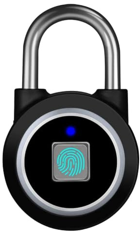 Koolenry Candado con Huella Dactilar, Cerradura Bluetooth, Aplicación Móvil, Candado Inteligente con Biometría Sin Llave, Resistente Al Agua (Negro)