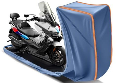 TAJSJNG Full Enclosed Motorcycle Cover Waterproof Outdoor/Indoor Storage Waterproof Motorcycle Cover Heavy Duty Fits Motorcycles Length up to 96 with Reflective Strips Windproof Sunproof Dustproof