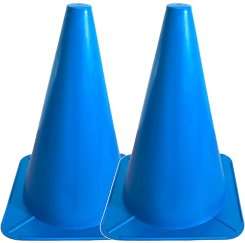 cyclingcolors 2X Cône de Signalisation 24cm Plot Support Plastique Entraînement Football Marquage Circulation Sport Jeux Barrière Parcours Canin Agility, Bleu