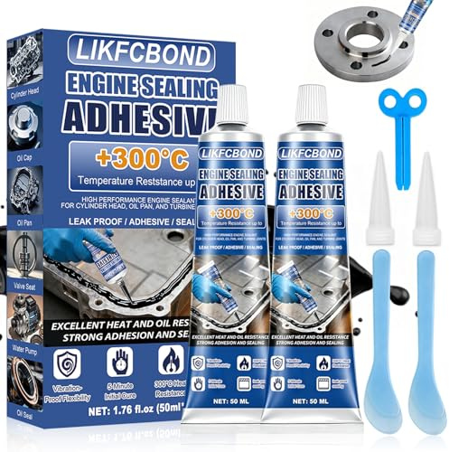 LIKFCBOND Dichtmasse Motor Schwarz, 100ML RTV Silikon Motordichtmittel, Kleber Hitzebeständig 300℃, Ölbeständig, Stoßfest, Schnelle Aushärtung, Ideal für Motor, Zylinder, Ölwannen, Getriebe