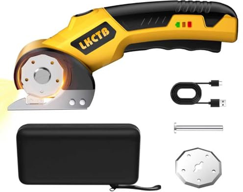 Electric Scissors, Cardboard Cutter, With LED Light, High-Efficiency Brushless Motor, 3500mAh Battery, Tungsten Steel Blade, Suitable for Cloth, Cardboard, Carpet Wire Rope Cutters Gold