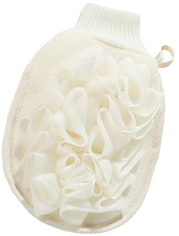 GOOHOCHY Double-sided Skin Scrubbing Glove for Bathing Exfoliating Shower Mitt with Flax Material Easy Back Cleansing Bathing Mitts for Smooth Complexion and Dead Skin Removal