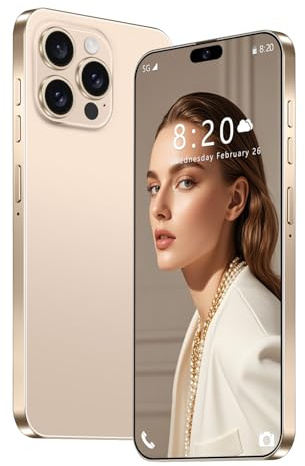 Smartphone Débloqué I16 Pro Max, 16 Go RAM, 1 To ROM, Processeur Deca Core, Android 14, Écran HD 7,3, 8000 MAh, Appareil Photo 108 Mpx 72 Mpx, Double SIM 5G, Déverrouillage Gratuit,Desert Gold-7.3 In