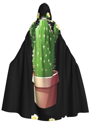 WHJSHOP flowering cactus Printing Halloween Adult Hooded Cape Large Hooded Cloak with Bow Tie, No Zipper
