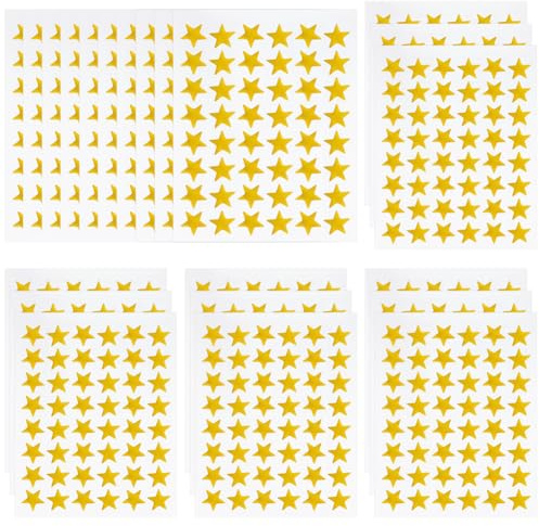 OSDUE Barnklistermärken, 1920 glitter femuddiga stjärnklistermärken, 40 ark återanvändbara, vattentäta, scrapbooking, barndekoration, gör-det-själv-stjärnklistermärken för kinder