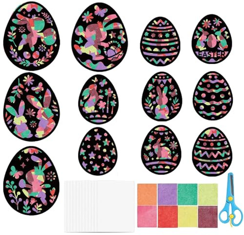 Sikweny 12 Decoracion Pascua Manualidades Pascua niños Huevos Pegatinas para Ventanas Decoracion Primavera Manualidad Pegatina Ventana Conejo Huevo uego DIY Pegatina Conejo Huevosde Colores Conejito