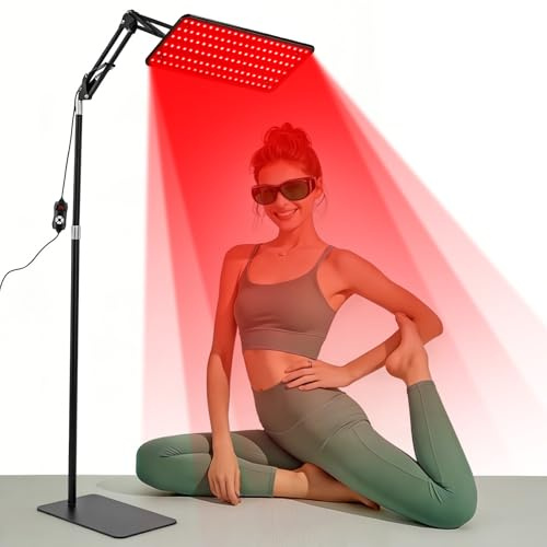 Red Light Beauty Lamp, Tri-Wavelength Red & Near Infrared Panel with Adjustable Stand & Glasses, for Face/Body Rejuvenation, Muscle Relaxation, Home Wellness Gift