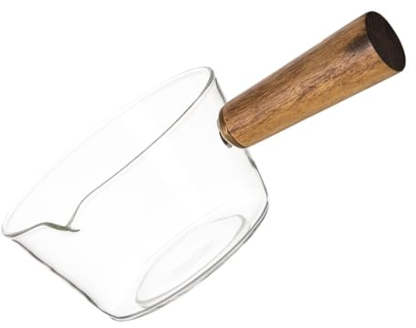 NUSITOU Pentolino Trasparente in Vetro Borosilicato per Latte Resistente Alta Manico e Adatto per Piano Cottura a Induzione