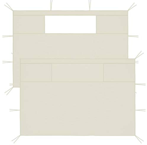 sephironlbb Pavillon-Seitenwände mit Fenstern 2 Stück Creme, Stoff Polyester mit PVC, große 410x210 cm und kleine 280x210 cm, Outdoor Partyzelt Ersatzteil, wetterfest, Sonnenschutz für Garten Terrasse