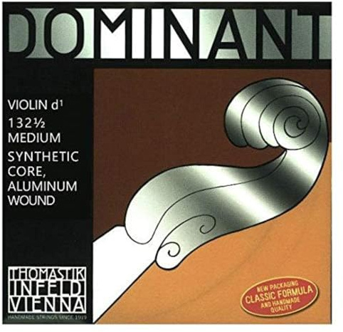 Thomastik-Infeld Dominant Violinsaite D 1/2 – Einzelsaite (132 1/2), synthetischer Kern, Aluminium umsponnen, mittlere Spannung