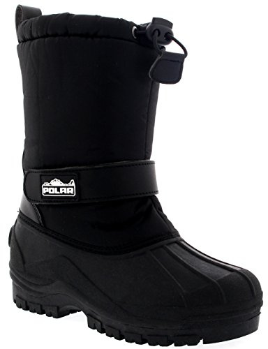 Enfants Unisexes Enfiler Nylon Hiver Neige Pluie Bottes De Fourrure - BLK38 - AYC0154