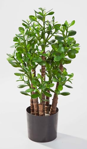 artplants.de Kunst Geldbaum - Dickblatt TIDO, 480 Blätter, grün, 60cm - Baum im Topf - Kunstbaum