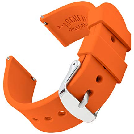 Archer Watch Straps - Soft Silicone Quick Release Watch Bands (Portland Orange, 22mm)