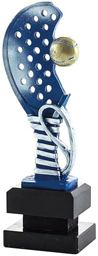 PALLART 7445 – 1 trofé sport med design P padel cforwardslashcorrea racket och boll 28 cm, blå, en storlek