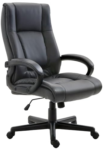 CLP Bürostuhl ergonomisch mit Rollen und Höhenverstellung, Chefsessel höhenverstellbar und Wippfunktion, rückenschonend, Drehstuhl Sparta Farbe schwarz