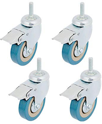 Youngine 4 Pack Caster Wheels Heavy Duty Swivel Casters with Brakes, Dual Locking wheels Replacement for Industrial Trailer, Home Furniture, Office Table Cabinet (3 Inch M12 Stem)