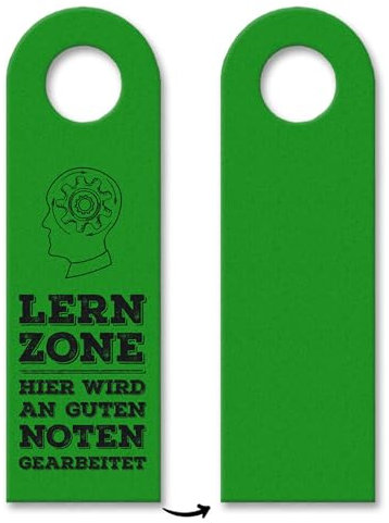 Schüler oder Studenten Türhänger mit Denken Motiv und Spruch: Lernzone in Grün